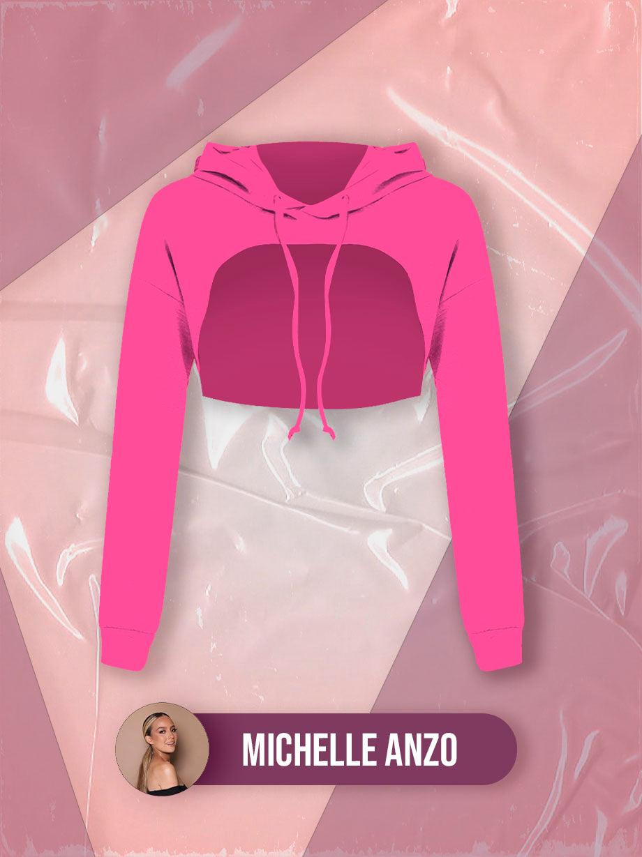 OVERTHINKING HOODIE CROP PINK INSPIRED BY MICH ANZO